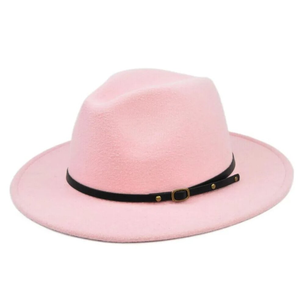 Wide Brim Wool Felt Fedora Panama Cowboy Girl Hat Casual Jazz Cap for men women
